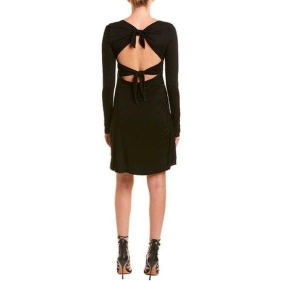 A.L.C. Black Soft Jersey Freya Fitted Cut Out Long Sleeve Dress - Picture 4 of 10